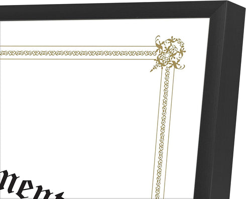 Golden State Art, 8.5x11 Aluminum Frame, Real Glass, Metal Frame for 8.5 by 11 inch Document, Certificate, Diploma. with Easel Stand (Black 1pack)...