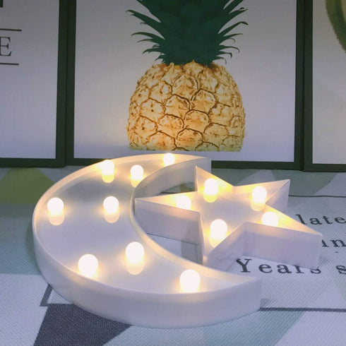 QiaoFei Decorative Moon-Star Night Light,Cute LED Nursery Night Lamp Gift-Marquee Moon-Star Sign for Birthday Party,Baby Shower,Kids Room, Living ...