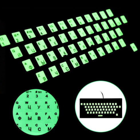 English Luminous Keyboard Stickers Glow in The Dark Language Letter Protective Film Alphabet Button Layout for Laptop PC...