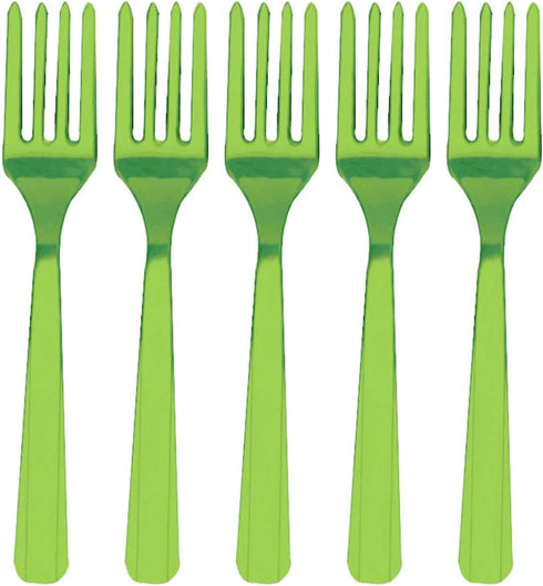 Elegant Kiwi Green Plastic Fork (Pack Of 20) - Eco-Friendly, Durable & Eye-catching, Perfect For Parties & Events...