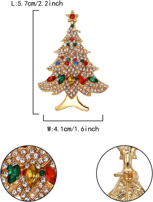 Flyonce Multi Colored Christmas Tree Brooch, Rhinestone Crystal Christmas Pins and Brooches for Women...