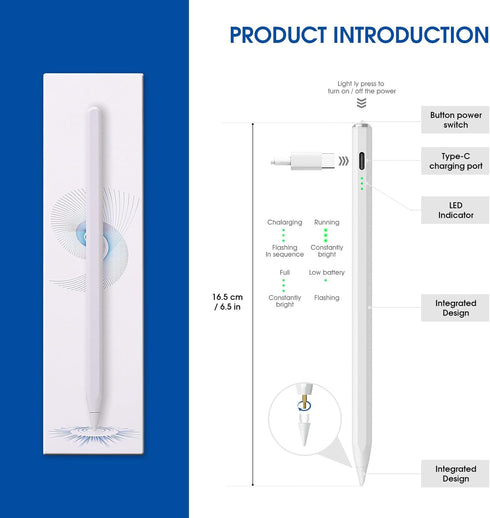 Stylus Pen for Touch Screens?15 Minutes Fast Charging for iPad2018-2023, Apple Pencil is Compatible with Apple iPad Pro 11/12.9 inch, iPad Mini 5/...