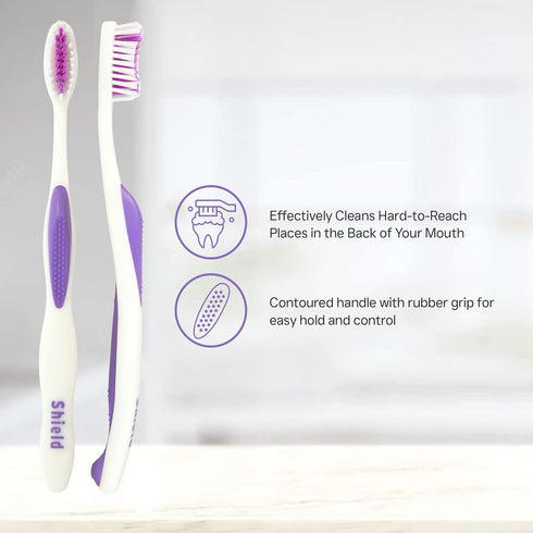 Sensation Expert Toothbrush with Care Cap for Deep Cleaning, Soft Rubber Handle, Medium Bristles, Ideal for Adults, 4 Count (Pack of 1)...