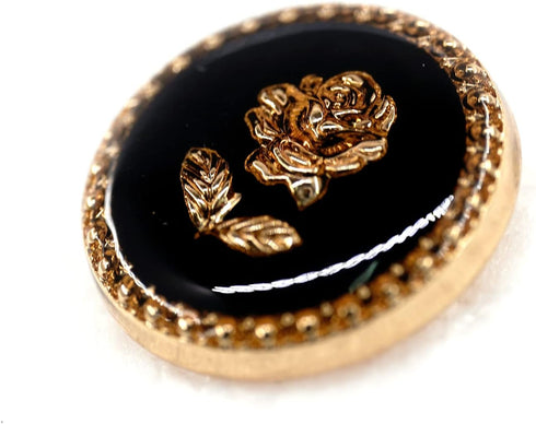 20 pcs Elegant Black Enamel Rose Sewing Metal Shank Buttons for Coats -23mm -7/8"...
