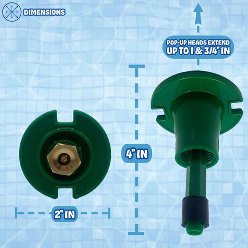 Poolzilla (5 Pack) Plastic Pop-Up Flush Head Sprinkler with Brass Full Pattern Spray Nozzle - Compatible with Flush Heads from Orbit, and Other Ma...