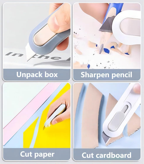4pcs Utility Knife ?SK5 Retractable Blade Duty Box Cutter Letter Opener, Razor Sharp Cartons Cardboard Cutter Knife Perfect for Paper, Sewing, Cra...