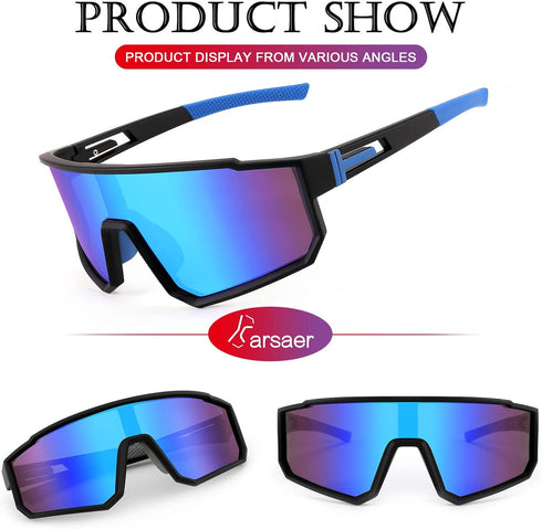 Karsaer Visison Polarized Cycling Riding Glasses Sports Sunglasses Men Women for Moutain Baseball MTB Bicycle...