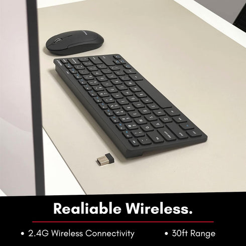 Macally Small Wireless Keyboard and Mouse Combo for PC - an Essential Work Duo - 2.4G - 78 Compact Key Cordless Mouse and Keyboard Combo with Mini...