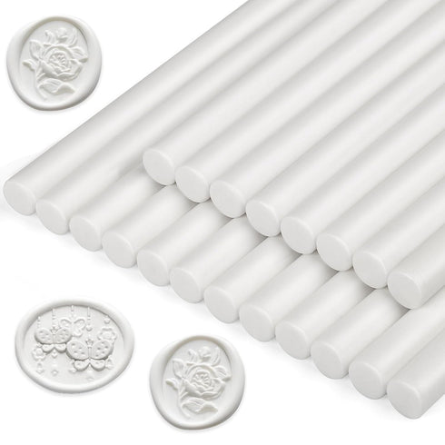 Paxcoo 20pcs Sealing Wax Sticks, Wax Seal Sticks, Glue Gun Sealing Wax Sticks for Wedding Invitations, Letter, Envelope, Cards and Crafts (White)...