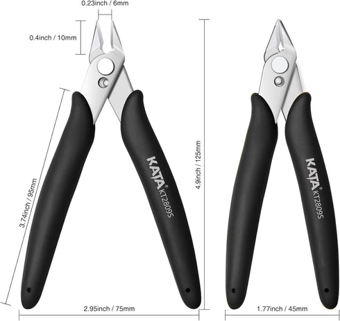 KATA 2-Pack Stainless Steel Flush Cutters Pliers, Micro Wire Cutters, Precision Electronics Side Cutting Pliers for Electronics, Jewelry Making, Z...