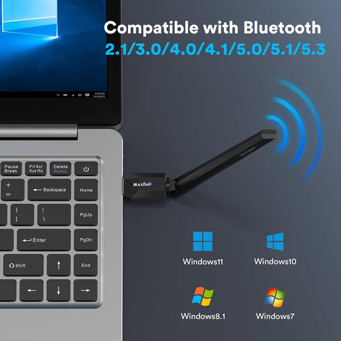 Bluetooth Adapter for PC 5.4 2024, Maxuni USB Bluetooth Dongle 5.4 EDR Adapter for Laptop Keyboard Mouse Headsets Speakers, Long Range Bluetooth S...
