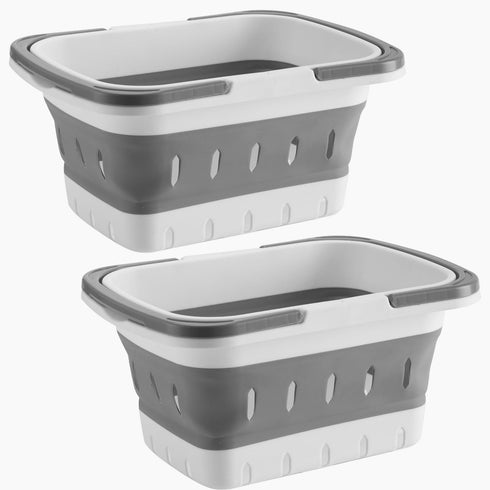 Foldable Plastic Shower Caddy Basket 2 Pcs, Portable and Durable Toiletries Caddy with Handles Ideal for Dorm, Bathroom, Cleaning, Kitchen, Campin...