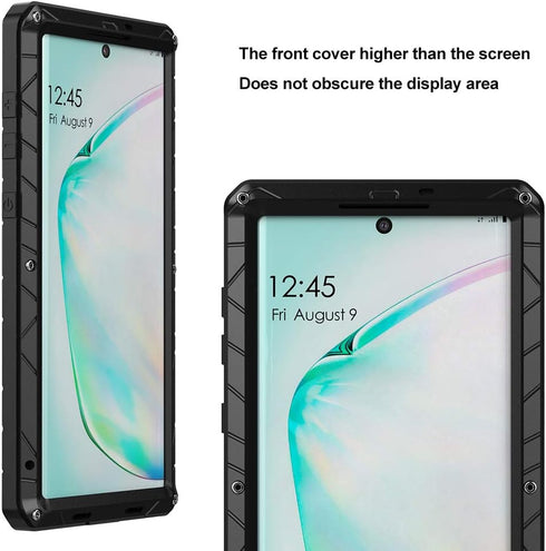 Feitenn Galaxy Note 10 Case Metal, Note 10 Case Heavy Duty, Gorilla Glass Cover Armor Aluminum Alloy Bumper Military Shockproof Hard Defender Outd...