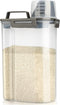 Rice Airtight Storage Container, 3 to 5Lbs Cereal Dry Food Flour Bin, Pet Dog Cat Food Dispenser with Measuring Cup, BPA Free Clear Plastic Kitche...
