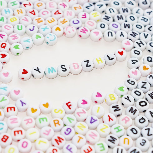 YMSDZHL 2Box 2500Pcs+ Alphabet Letter Beads, 4x7 mm A-Z and Smile, Heart, Figure,Acrylic Beads, Beads for Jewelry Making, Beads for Bracelet Makin...