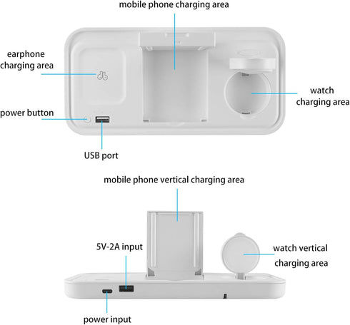 Wireless Charger, 4 in 1 Qi-Certified Fast Charging Station for Apple Watch Airpods Pro iPhone 121111proXXSXRXs Max88 Plus, Foldable Wireless Char...