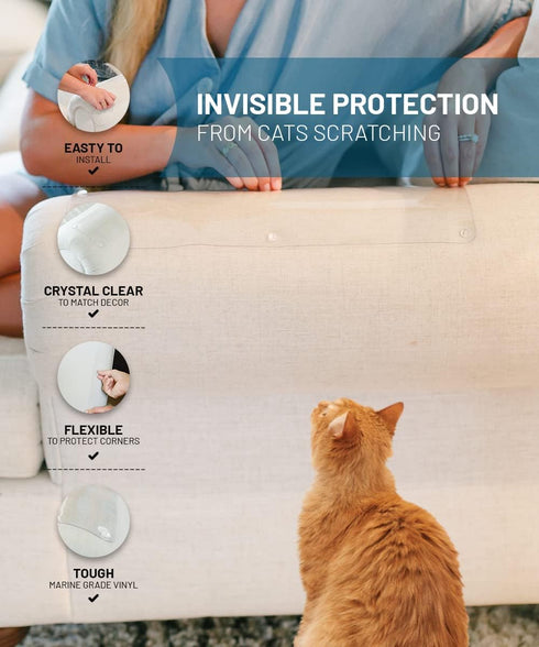 CLAWGUARD Marine Grade Furniture Shields The Ultimate Clear Cat Scratch Pads to Protect & Cover Couch/Sofa/Chair/Upholstery, Crystal Clear 5.5" x ...