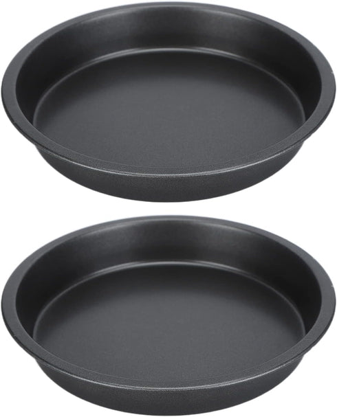 2Pcs Pizza Pan Carbon Steel Non Stick Deep Thickened Food Biscuits Baking Pan Round Pizza Bakeware Sheet Set for Kitchen Bakery Oven(9 in)...