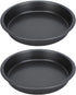 2Pcs Pizza Pan Carbon Steel Non Stick Deep Thickened Food Biscuits Baking Pan Round Pizza Bakeware Sheet Set for Kitchen Bakery Oven(9 in)...