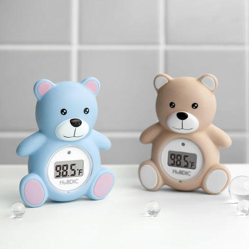 HubiBaby Baby Bath Thermometer & Digital Room Temperature, 2in1 Kids Bathroom Safety Products with Temperature Warning, Floating Teddy Bear (Blue)...