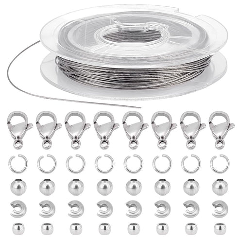 PH PandaHall 700pcs DIY Jewelry Making Supplies Kit Bracelet Findings Kit with Stainless Steel Wire 10m, Stainless Steel Wire Hand Beaded Set for ...