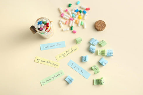101PCS Cute Capsule Message Love Letters Plastic Capsule Love Letters in Wish Bottle,Lover Gift for Anniversary,Valentines,and Long Distance Relat...