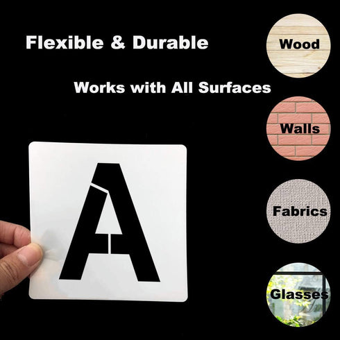 Alphabet Letter and Number Stencils 3 Inch - 40 Pack Letters and Numbers Stencil Templates with Signs for Painting on Wood, Reusable Number and Le...