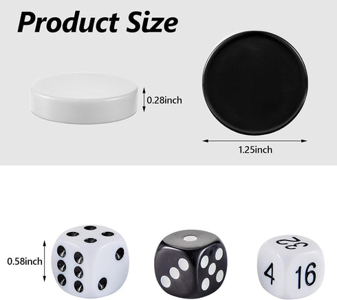 30 Pieces Backgammon Pieces Checkers 1.25 Inch Replacement Checkers Board Game Pieces Playing Game Chips with 5 Dice and Drawstring Storage Pouch ...