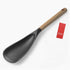 Cooking Spoon for Nonstick Cookingwares with Lengthed Wooden Handle, VOVOLY Silicone Spatula Spoon for Mixing, Scoop, and Scrape, Black, 13.4''...
