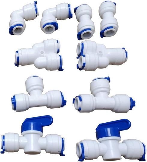 3/8" inch Quick Connect Water Purifiers Tube Fittings for RO Water Reverse Osmosis System (Ball Valve+L+Y+I+T Type) + PVC Pipe Tube Hose Cutter + ...
