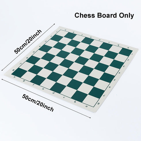 20" Tournament Roll Up Chess Board, Tournament Chess Mat, Vinyl with Green Squares, Chess Rollable Chessboard, Non Slip Travel Chess Board Mat for...