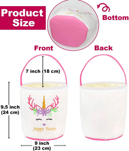 PARTYWIND Easter Baskets for Kids Egg Hunt, Easter Baskets Bag with Handles, Cute Easter Birthday Party Supplies Favors for Boys and Girls (Pink)...