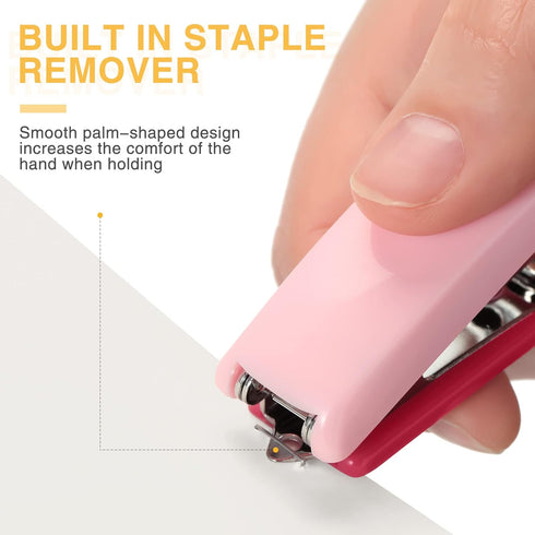 Leinuosen 6 Pack Mini Stapler with 1000 Staples Pink Small Stapler Multipack 16 Sheets Capacity Standard Staples with Box Desktop Stapler Remover ...