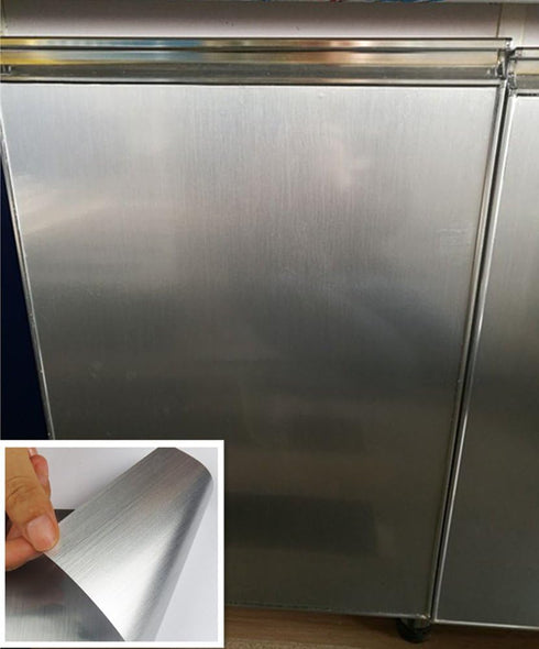 Self Adhesive Metal Look Film Vinyl Waterproof Anti Greasy Counter Top Peel Stick Metallic Gloss Shelf Liner for Kitchen Cabinet 15.6inch by 79inc...