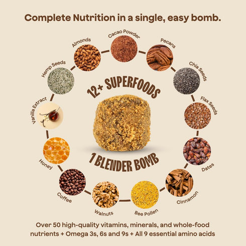 The Bomb Co. Blender Bomb, Java Jolt, Superfood Smoothie Mix With Coffee & Amino Acids for Energy Support, High Fiber 10 Servings...