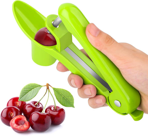 Cherry Pitter Tool,Heavy Duty&Plastic Cherry Picker Easy To Use&Clean Green Stainless Steel Cherry Core Seed Fruit Pit Remover Space-Saving Design...
