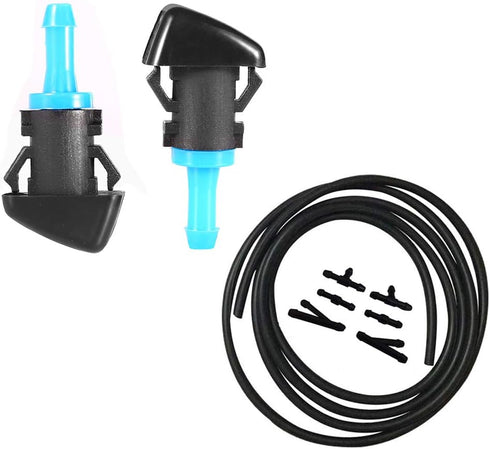 ZHParty WINDSHIELD WASHER WIPER NOZZLE SPRAYER with Connector & (7Ft Long) Hose kit Direct Replacement for CHRYS-, DODGE, RAM TRUCK, JEEP–Replaces...