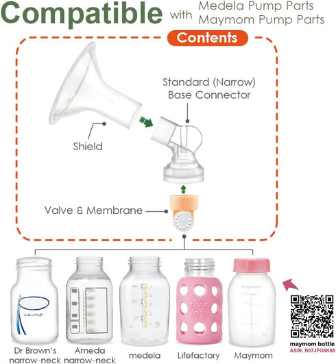 Maymom Pump Parts 2X Detachable Breastshield (24mm) with Valve Membrane and Maymom Connector,Compatible with Medela Breast Pump Parts...