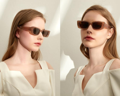 JUDOO Retro 90s Nude Rectangle Sunglasses for Women Vintage Square Frame Trendy Glasses...