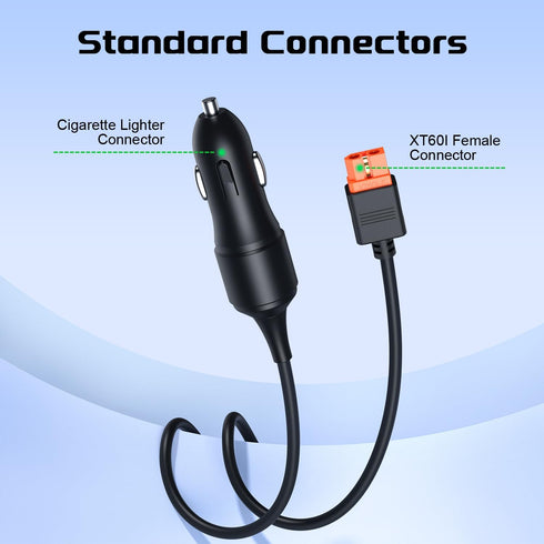 4.9FT Car Cigarette Lighter Plug to XT60I Female Connector Charge Cable, Built-in Resettable Fuse, Working for Portable Solar Generator Power Stat...