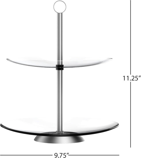 Chef Buddy Dessert Tower, 2-Tier Round Glass Display Stand...