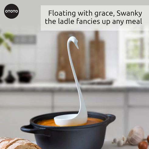OTOTO Swanky Swan Soup Ladle- Silicone Soup Spoon, BPA-Free, Heat Resistant Soup Ladles For Serving & Cooking - Cute Kitchen Accessories, Unique K...