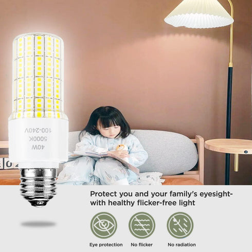 2 Pack 40W Led Light Bulb(300W Equivalent) 5000 Lumens 5000K Daylight White Led Bulbs E26/E27 Medium Base for Indoor Outdoor Street Office Warehou...