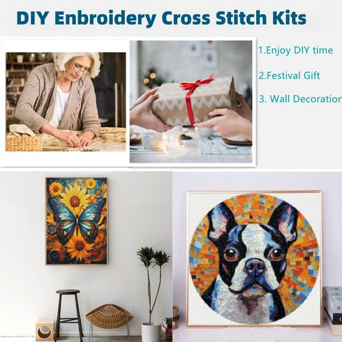 Bass Fish Stamped Cross Stitch Kits for Beginners Easy 11CT Needlepoint Embroidery DIY Counted Cross Stitch Kits Art Craft Wall Decoration and Gif...