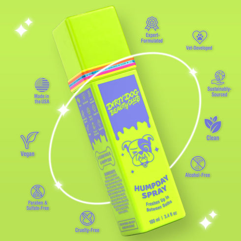 Dirty Dog Beauty Club - Humpday Spray for Dogs & Puppies - Odor Eliminating Mist with Organic Essential Oils - Balances Skin & Fur Freshness - 100...