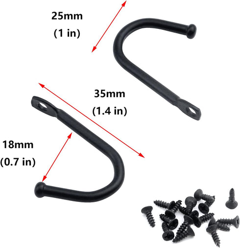 Antrader Early American Single Iron Hooks, Decorative Colonial Wall Door Key Coat Bag Hanger Hook, 1.4" x 1" Black, Pack of 10...