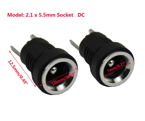 YXQ 5.5mmx2.1mm DC Power Supply Jack 2 Pin Socket Female Panel Mount Connector with Hex Washer 6-Pack...