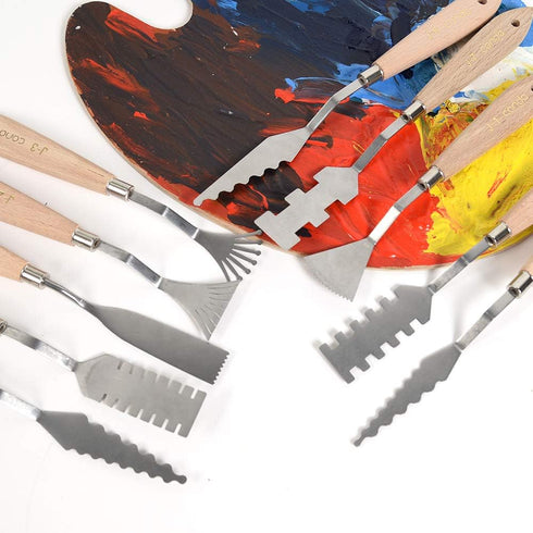 CONDA Palette Knife Set -10Pcs Stainless Steel Spatula Pallet Knife Painting Tools Metal Knives Wood Handle with Different Shapes and Sizes...