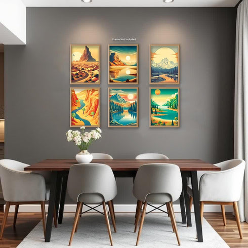 Posterizer 6 pcs-National Parks Posters-Nature Prints-Landscape & Nature Art-Abstract & Modern Art- Gift for Nature and Beach Lovers-Living Room B...