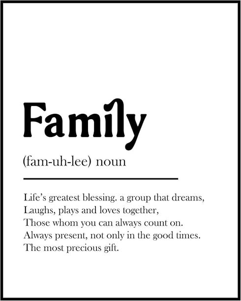 Posterizer 1 pcs-family definition wall poster-Artistic Word Art-Typography Art-Gift for Men Women Entrepreneur Teens - Gift for Moms-Living Room ...